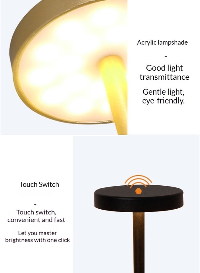 Cordless Table Lamp,3 Colors Stepless Dimming Up,Battery Operated,Portable LED Desk Lamp for Bedroom/Restaurant/Bars/Outdoor Camping/Couple Dinner/Night Light/(White) - Image 3